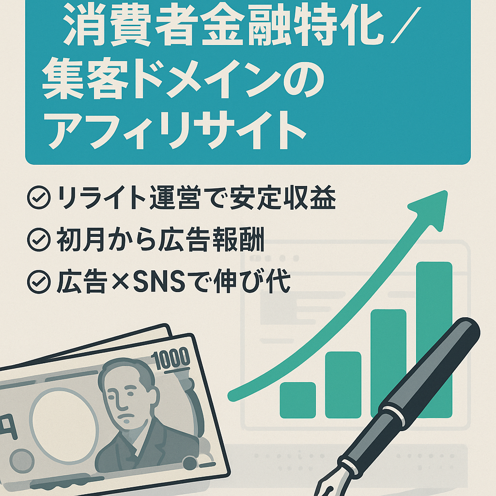 中小消費者金融に強い集客ドメイン｜リライト次第で拡張性大のアフィリエイトサイト