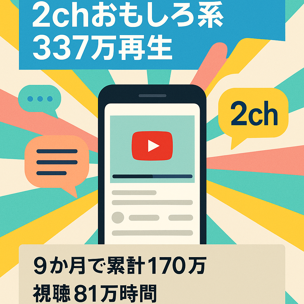 【YouTube】9ヶ月運営で累計再生337万回/81万時間【2chおもしろ系】