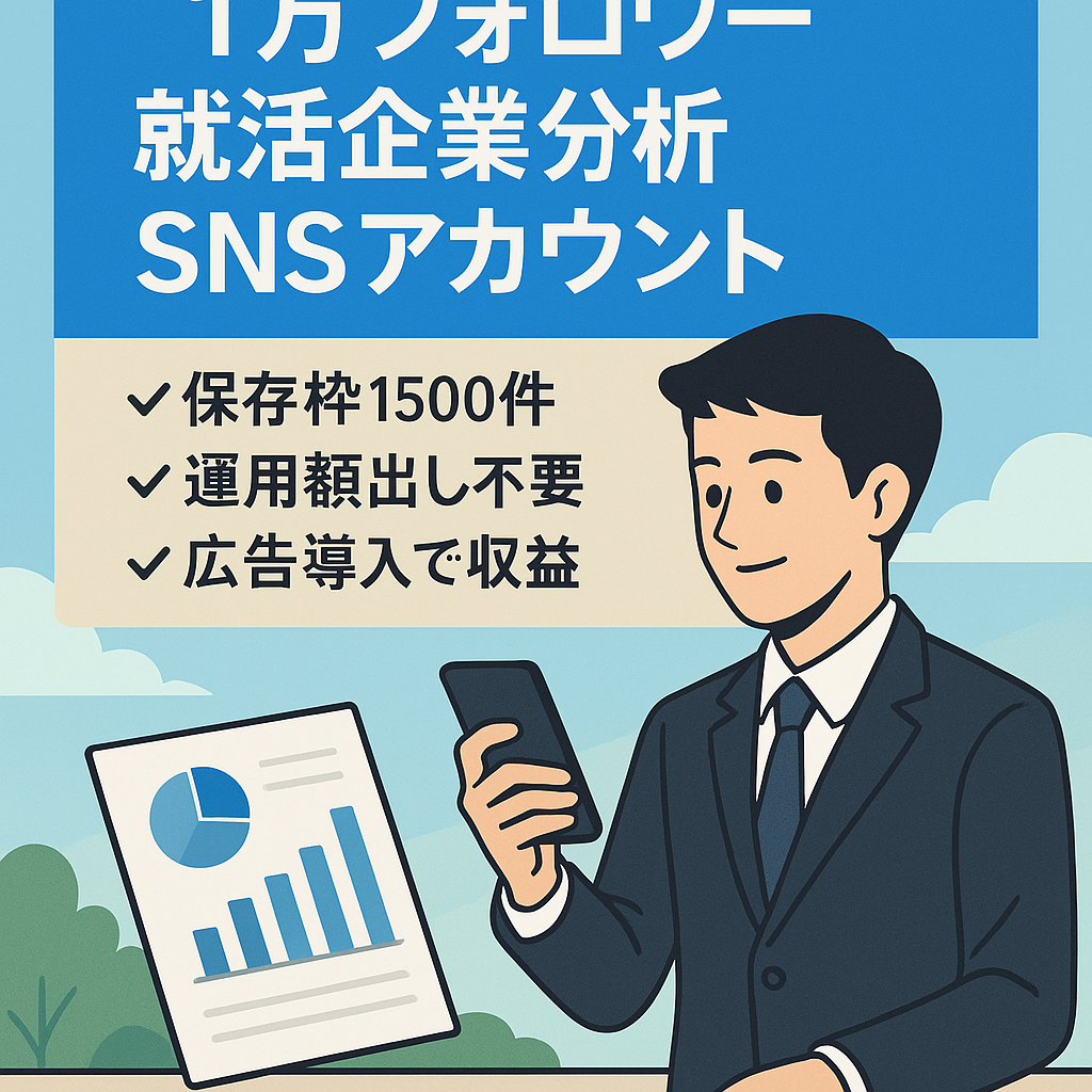 【就活系で１万人越えフォロワーで即収益化可能】最大保存数約1500の企業分析アカウント