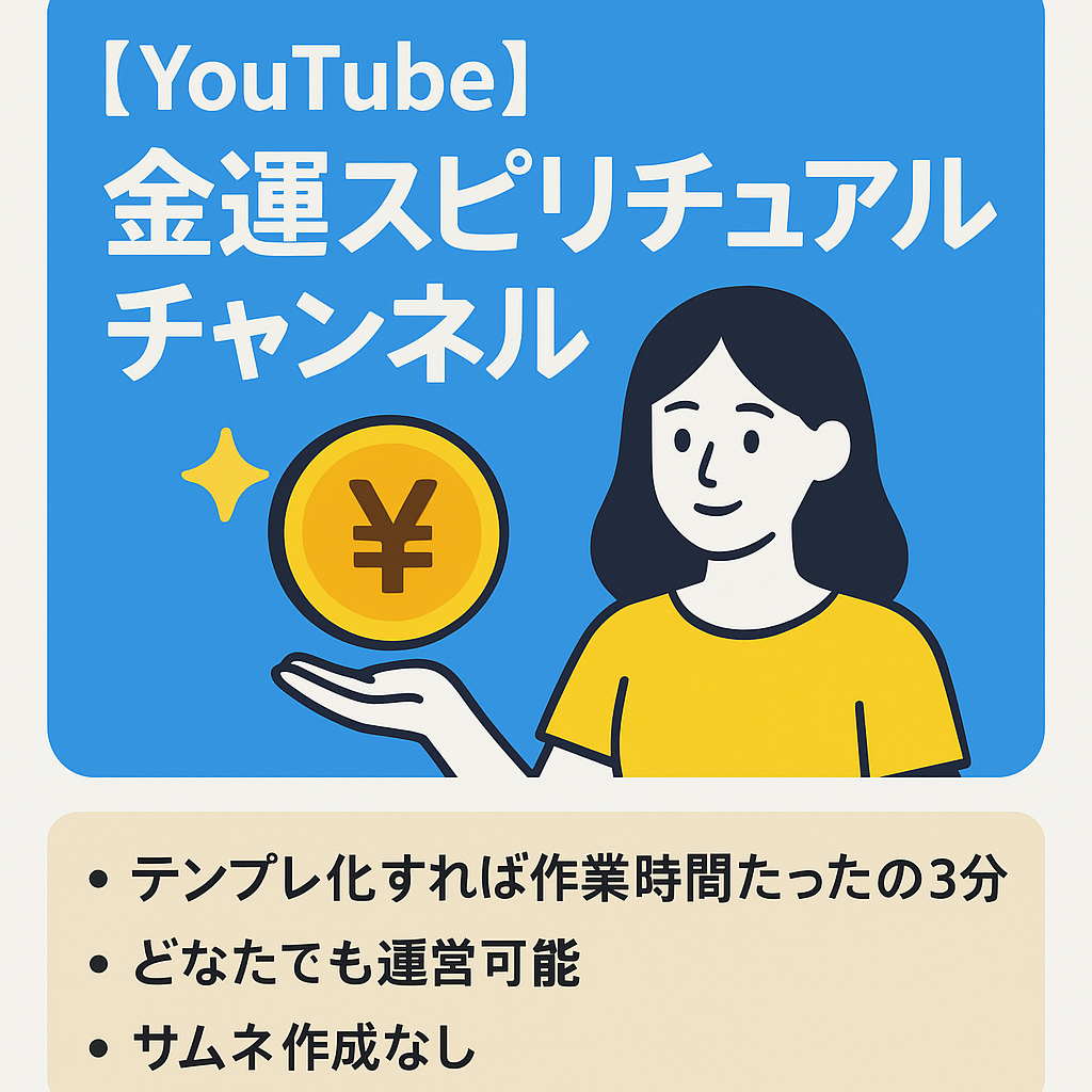 【YouTube フォロワー8000人以上】金運スピリチュアルチャンネル！完全非属人！簡単な動画編集！使用中のBGMプレゼント！
