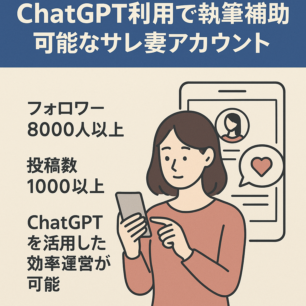 【インスタFW8,000人以上】ChatGPT利用で執筆補助可能なサレ妻アカウント