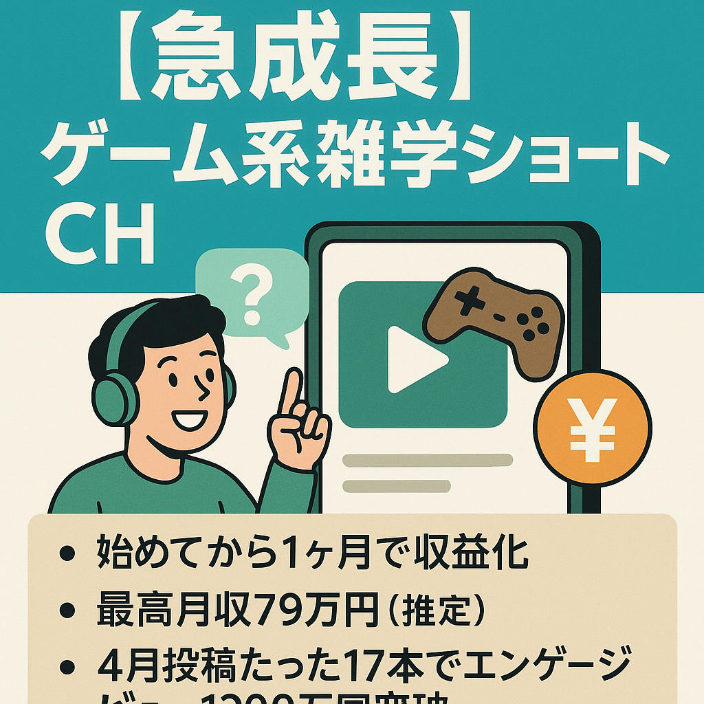 1ヶ月で収益化した急成長ゲーム系雑学ショートCH。4月投稿17本で広告収益のみで27万円
