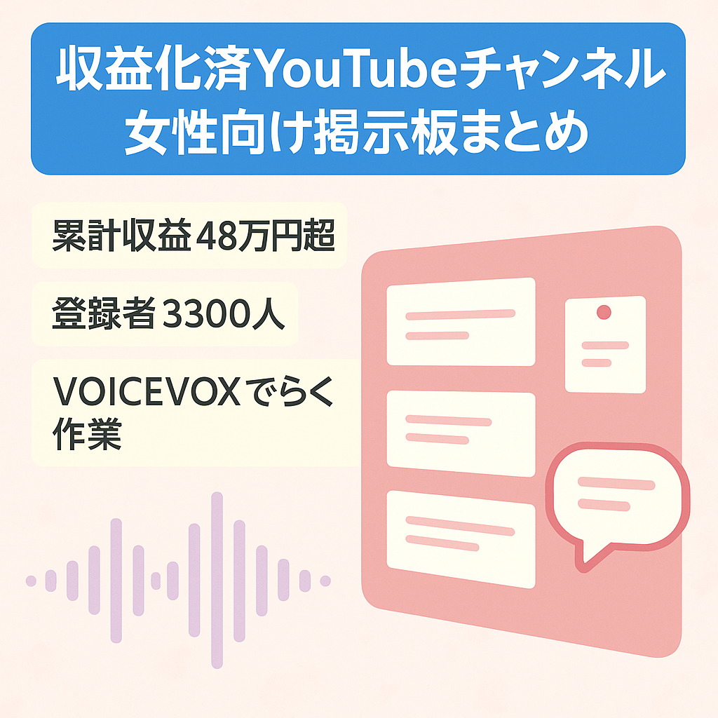 【累計収益48万超】女性向け掲示板まとめch！登録者3,300人・月収50,000円実績
