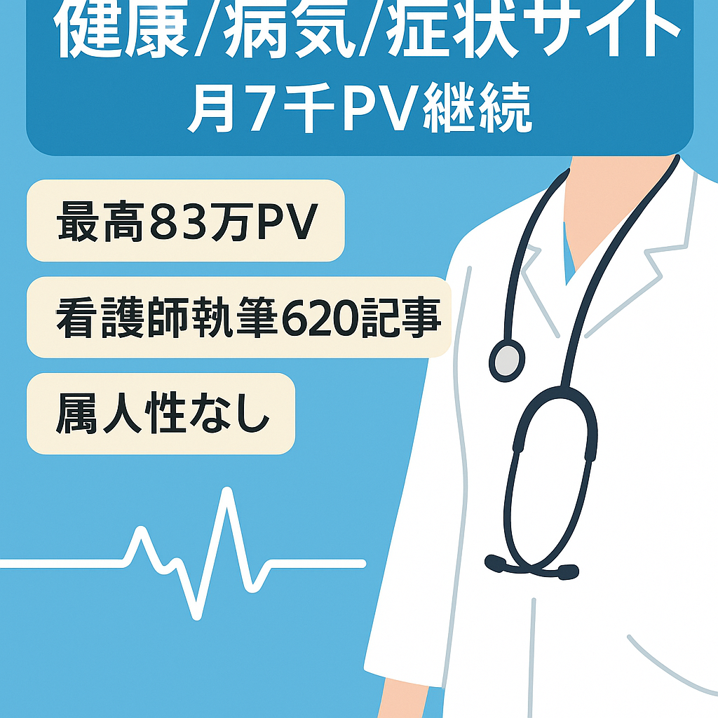 【健康・病気・症状サイト】2016年3月～月7,000PV以上継続中【620記事】