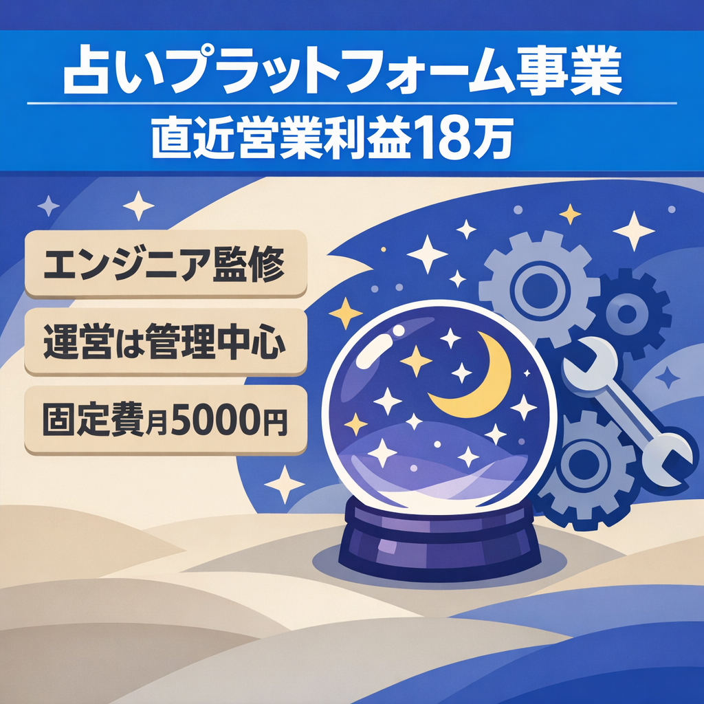 【エンジニア監修】フルカスタマイズ済み占い事業｜専門保守代行サポート付き　直近営業利益18万