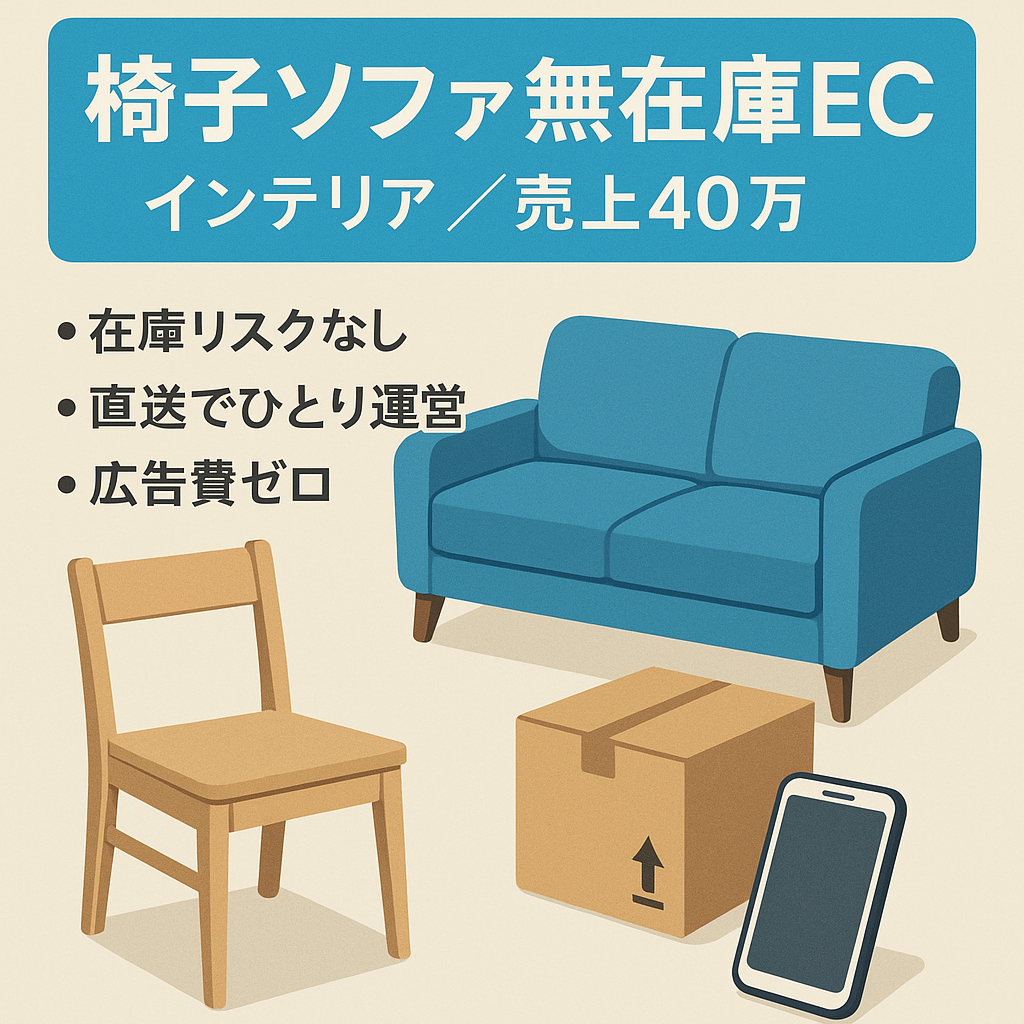 【最高売上約40万円】椅子とソファの無在庫型インテリアECサイト！SNSアカウント多数あり！ひとり運営可能！