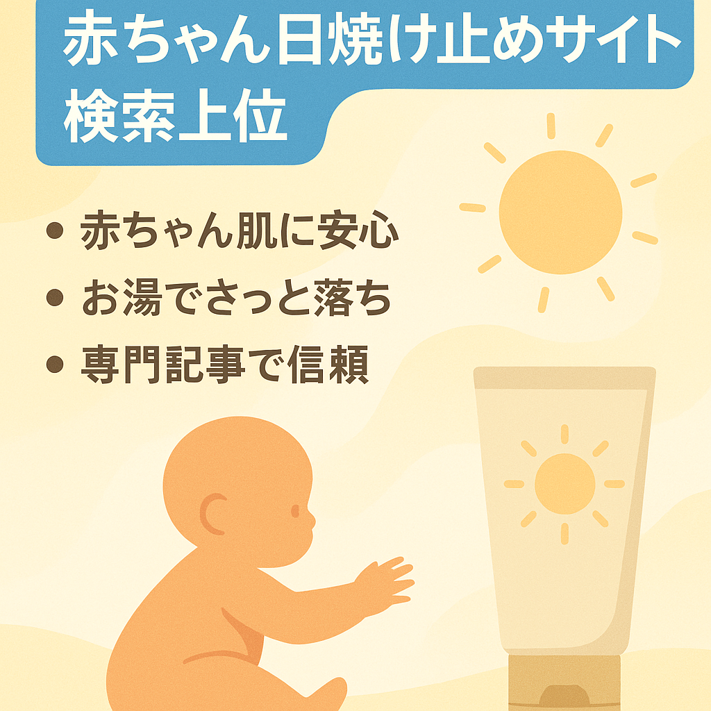 【赤ちゃん用日焼け止め特化サイト】お湯で落ちる日焼け止めの検索KWで上位表示中