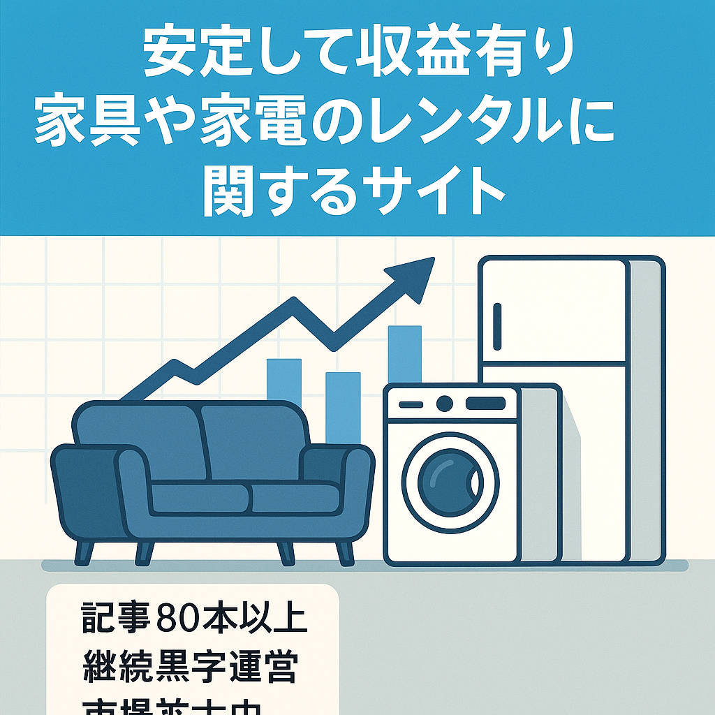【安定して収益有り】家具や家電のレンタルに関するサイト