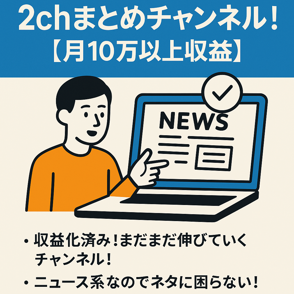 ニュース系 2chまとめチャンネル！【月10万以上収益】