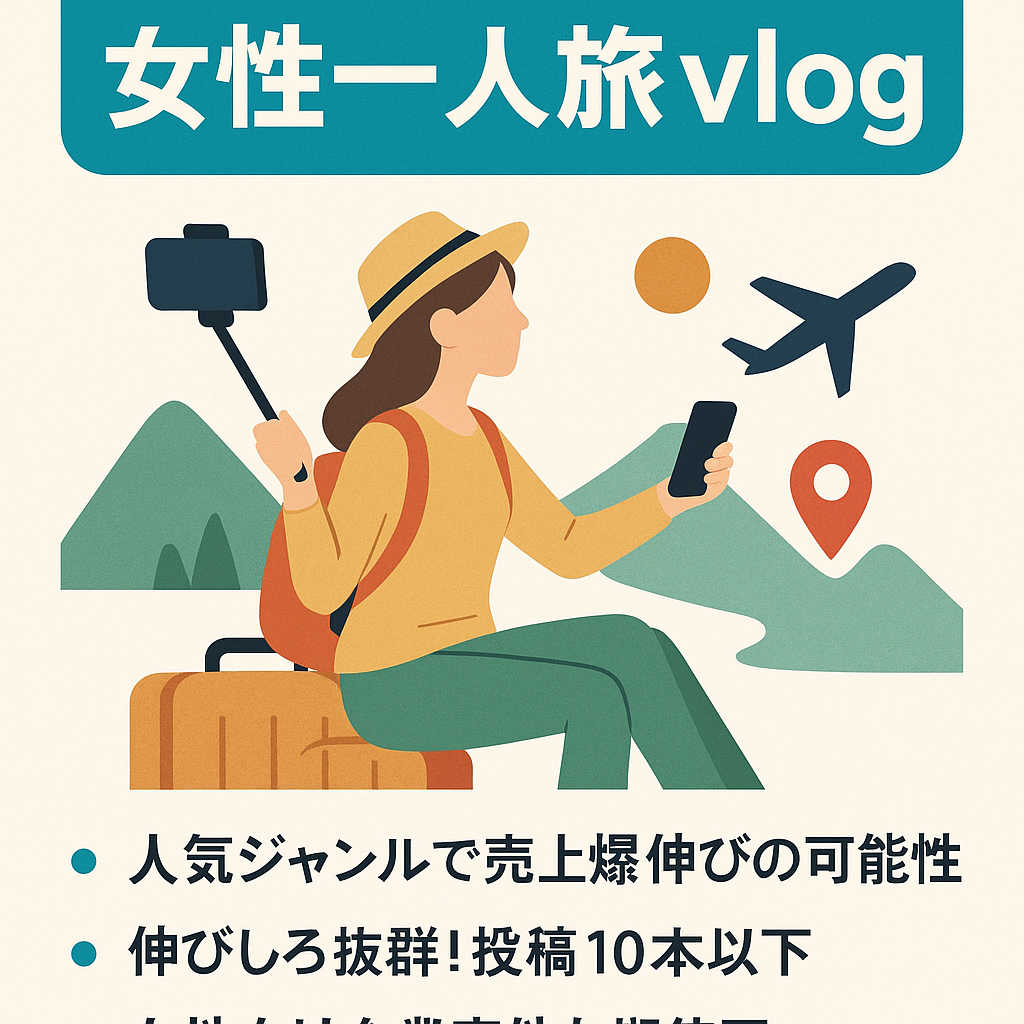 【登録者1500人】人気ジャンル！伸びしろ抜群の女性一人旅vlog（顔出し・声出しナシ）