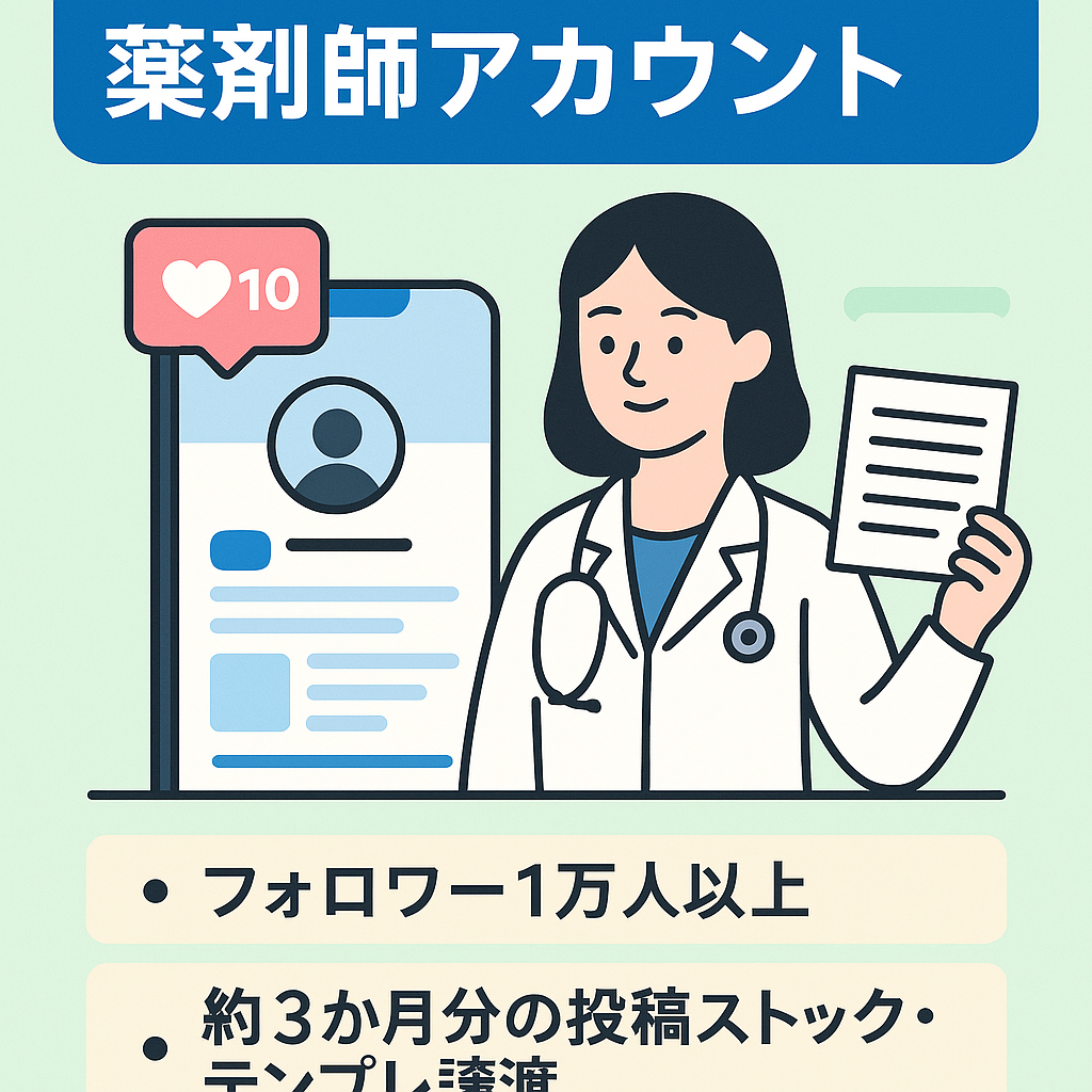 【Instagram１万フォロワー！】薬剤師アカウント【約3か月分の投稿ストック・投稿テンプレートもお譲りします】