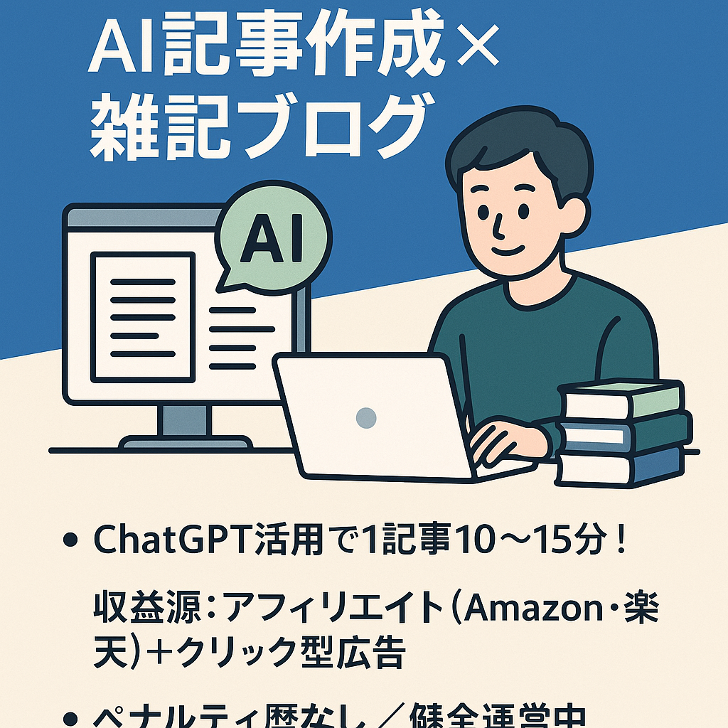 【月5～6万円前後の安定収益×AI記事作成×雑記ブログ】800記事以上＆幅広いジャンルに対応