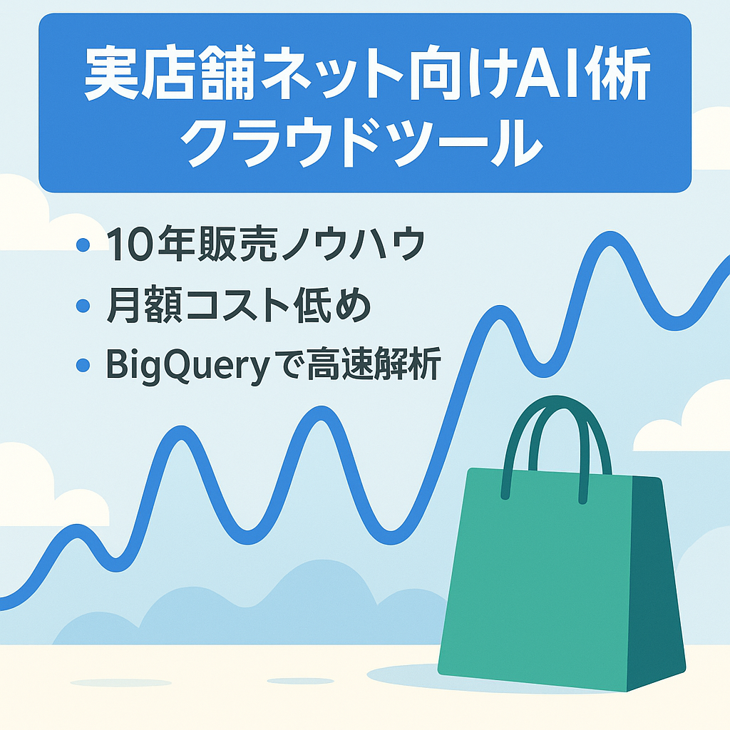 過去の購買履歴に基づいたデータから、AI分析により顧客の欲しいアイテムを分析する。実店舗・EC店舗向けAI分析クラウドツール。