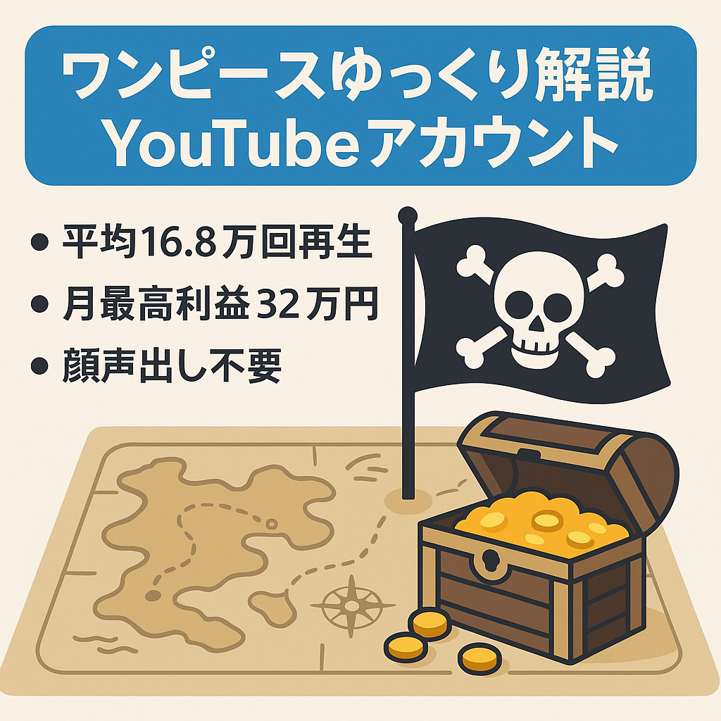 【3月利益32万　登録者6,600人以上】ワンピースに関するゆっくり解説YouTubeアカウントを譲渡します！