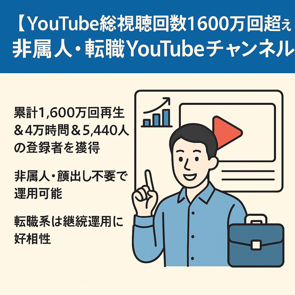 【YouTube総視聴回数1600万回超え】非属人・転職YouTubeチャンネル＋Instagram・TikTok付き
