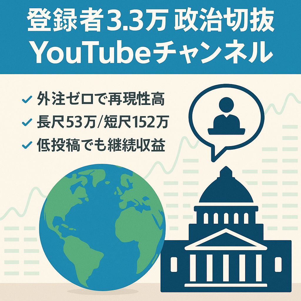 【登録者3万3千人】世界および日本の政治系切り抜き＋オリジナル解説＋感情訴求【最大再生回数：長尺53万回、ショート152万回】