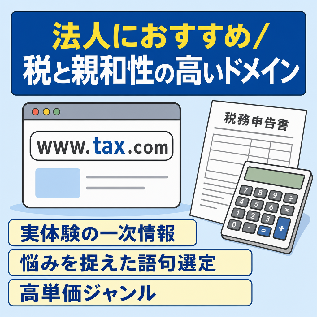 【法人さまにおすすめ】「税」に親和性の高いドメイン（高案件と融和性あり）