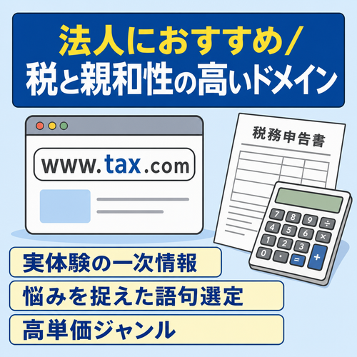 【法人さまにおすすめ】「税」に親和性の高いドメイン（高案件と融和性あり）