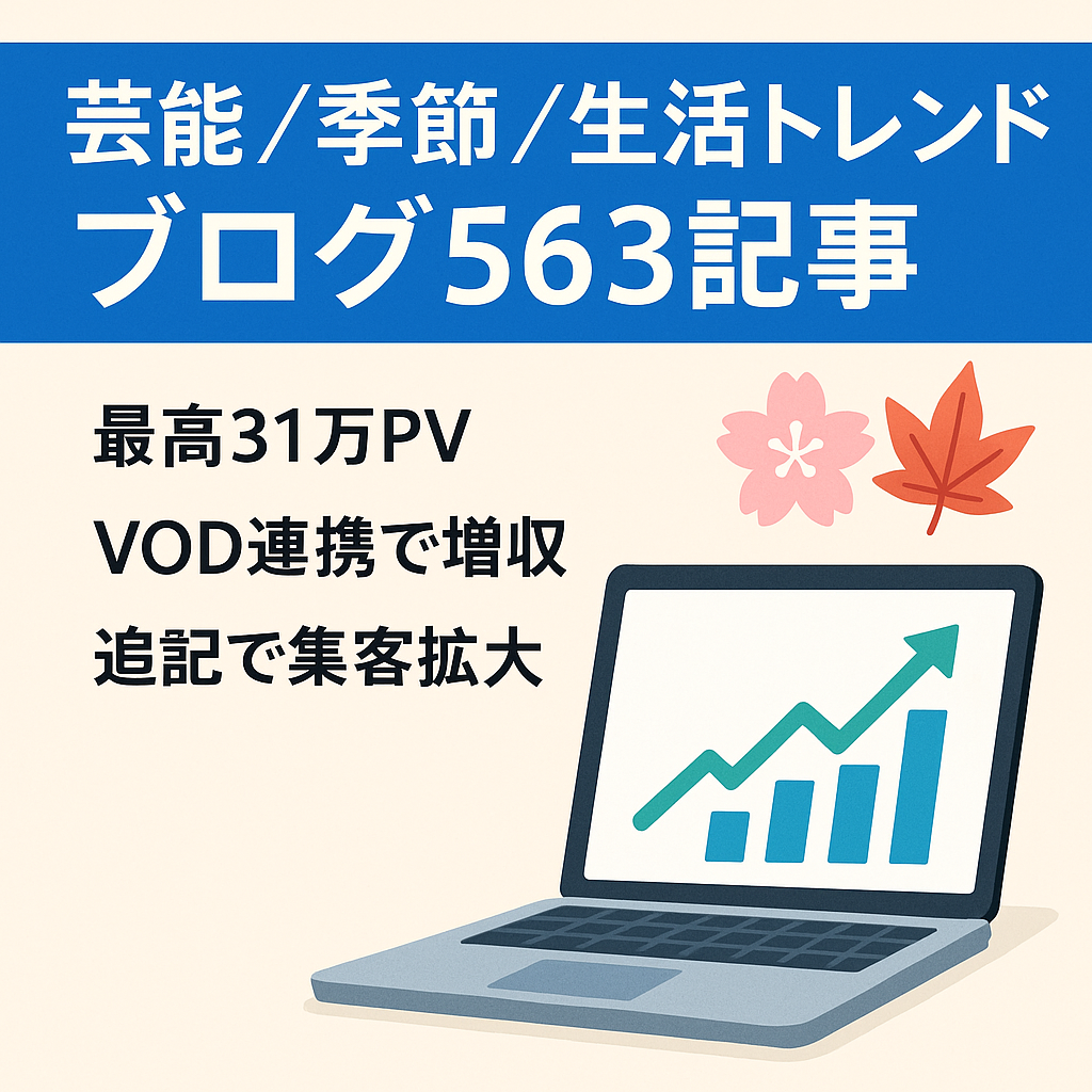 【560記事以上！ロングネタあり】芸能・季節・生活関連含むトレンドブログ