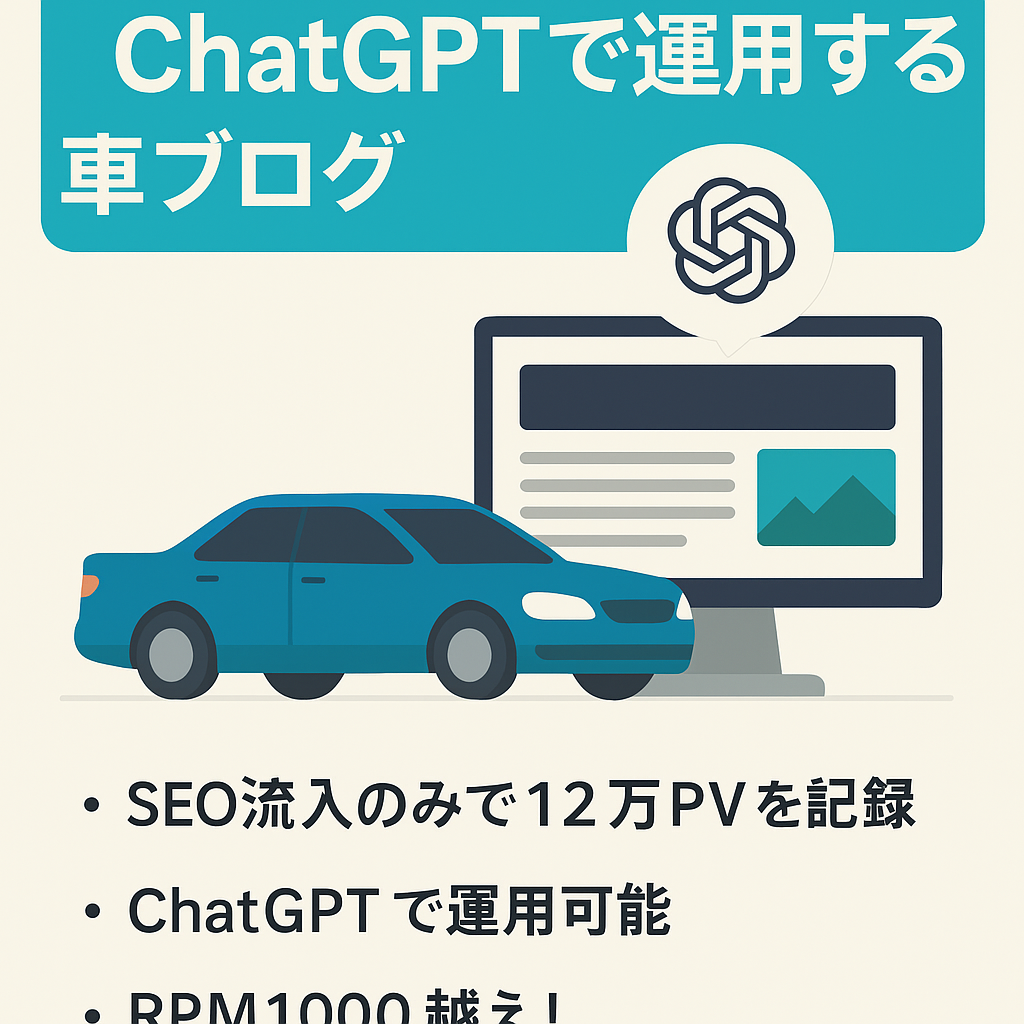 【RPM1000超え】運用3ヶ月で12万PV〜車特化ブログ。ChatGPT記事作成&完全放置で月利25757！