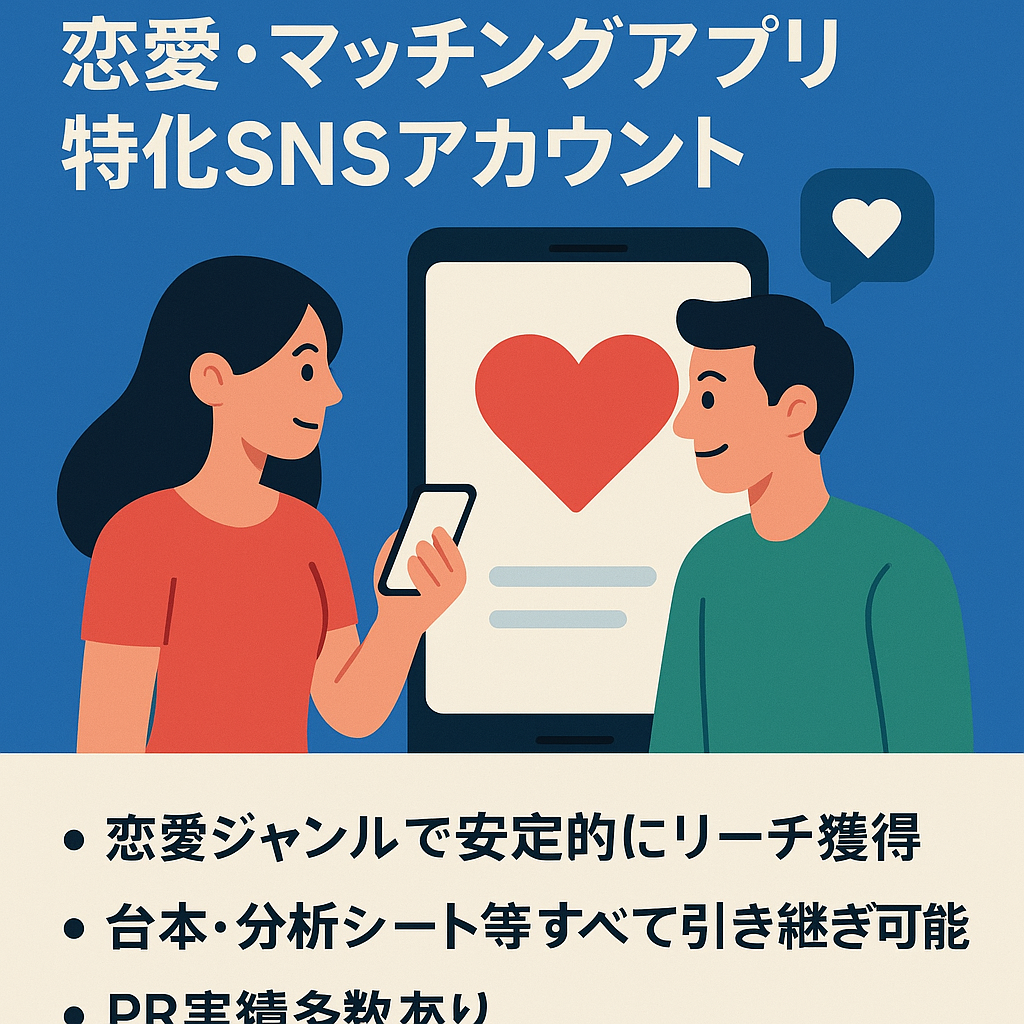 【月間160万リーチ以上】恋愛・マッチングアプリ特化SNSアカウント