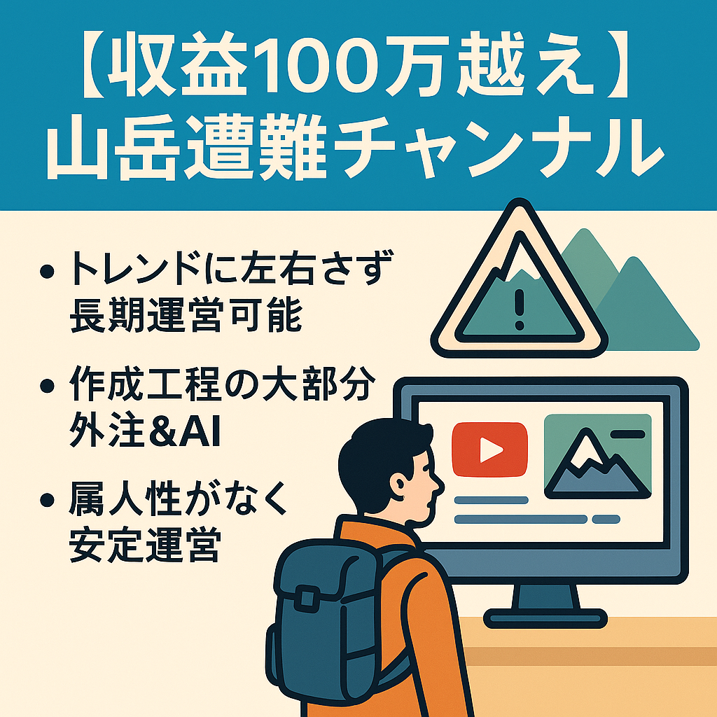 【収益100万越え】利益率85％以上、1500円超の高RPM　【外注化済み・副業でも可能・属人性なし・高単価の山岳遭難チャンネル！トレンドに左右されず運営可能！】