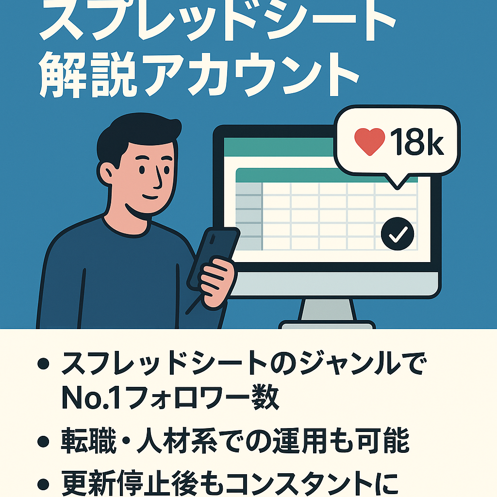 【フォロワー1.8万人】属人性なし！スプレッドシート解説アカウント【最高再生数92.4万回】