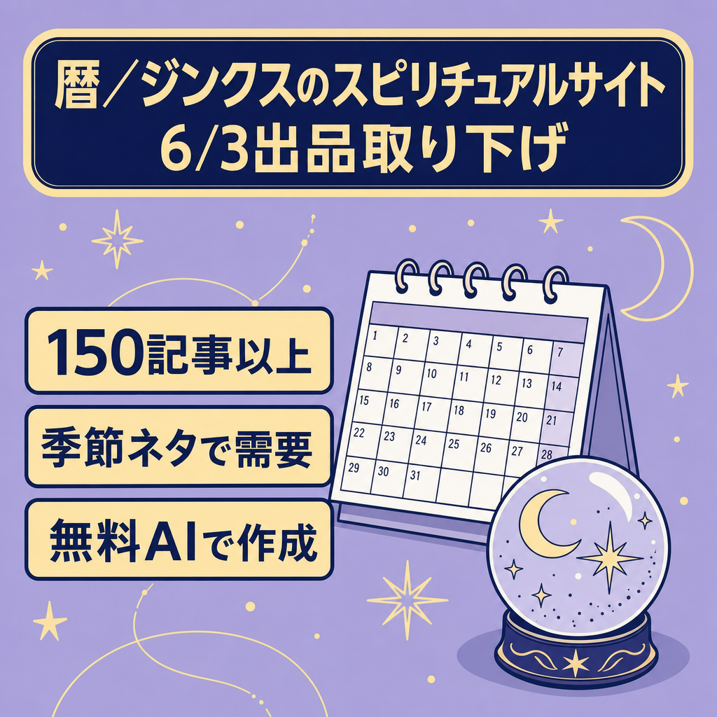 【最終値下げ・6/3出品取り下げ】暦・ジンクス等にまつわるスピリチュアル系コラム集【検索流入あり/150記事超】