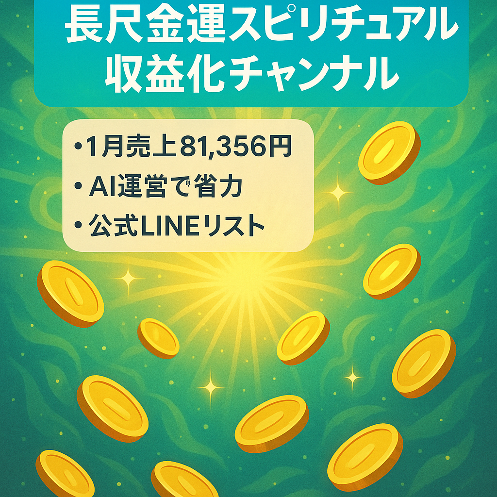 【１月売上81,356円／10月初旬にチャンネル開設】長尺金運スピリチュアルチャンネル｜収益化済み（広告収益＆バックエンド商品）｜AI使用で効率運営