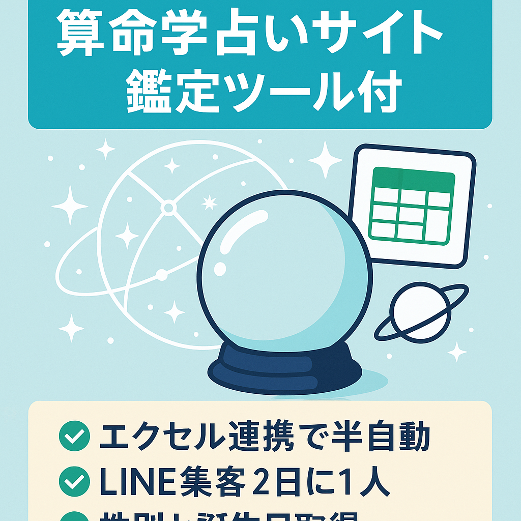 算命学占いサイト｜占い鑑定ツール込み｜公式LINE登録（性別、生年月日あり）→２日に１人超