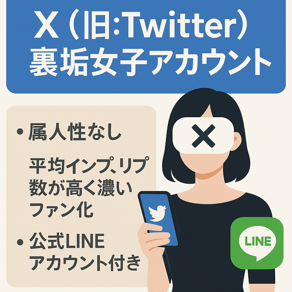 【最終値下げ】X(旧:Twitter)裏垢女子アカウント/少フォロワーで売上30万達成/濃いファン化済み/公式LINEアカウントもプレゼント