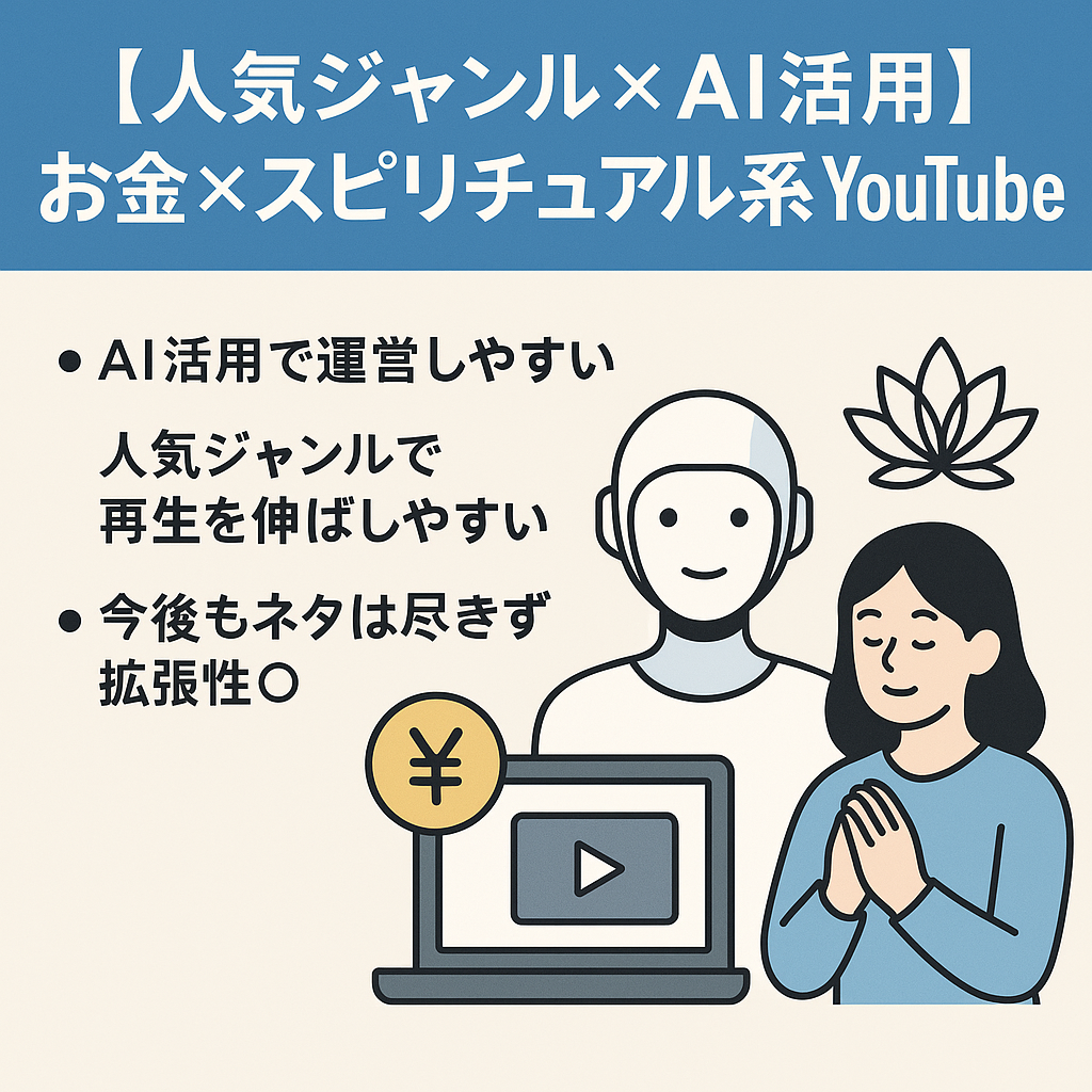 【人気ジャンル×AI活用】登録者7,400人超！お金×スピリチュアル系YouTube｜属人性ゼロ＆低コスト運営／週4〜5投稿を継続中で即運用スタート可能