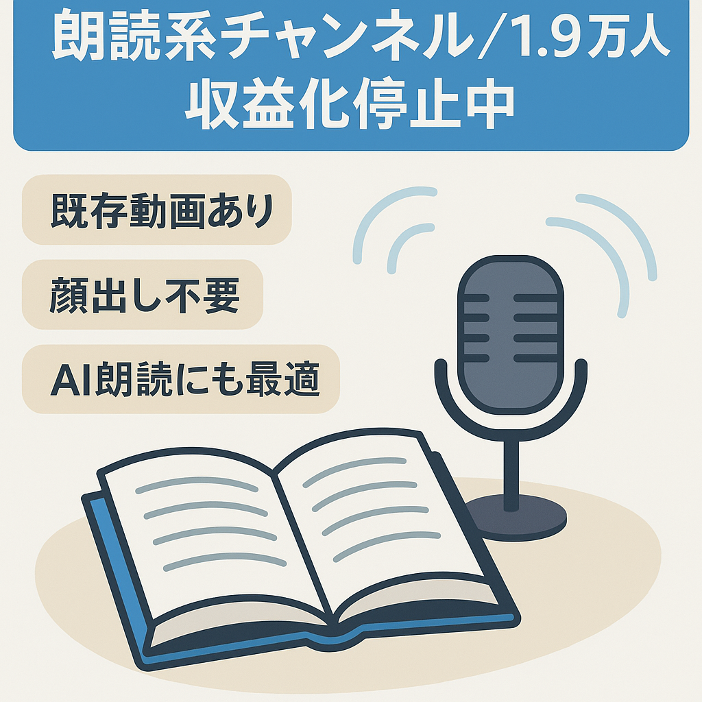 訳あり：★チャンネル登録者数【1.9万人】の「朗読系」チャンネル【収益化停止中】