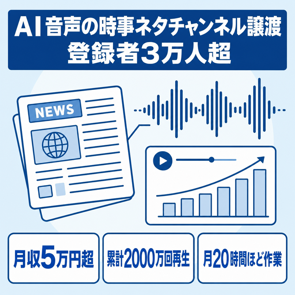 登録者３万人↑時事ネタチャンネル｜月収５万円↑・AI音声で非属人