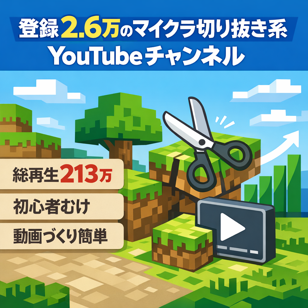 【チャンネル登録者2.6万】総再生回数213万回！youtube始めたい人におすすめ！マイクラ&切り抜き系