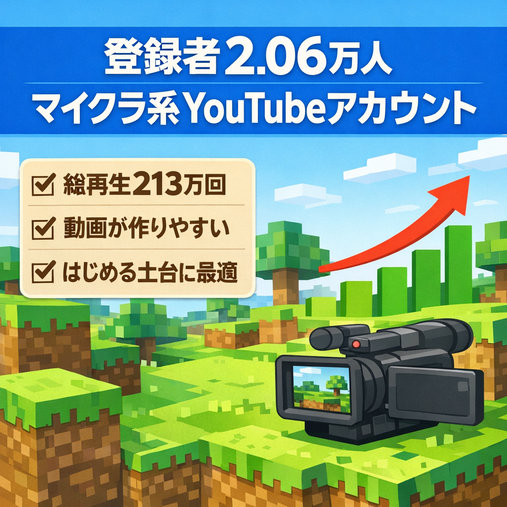 【チャンネル登録者2.06万】総再生回数213万回！マイクラ系youtubeアカウント！