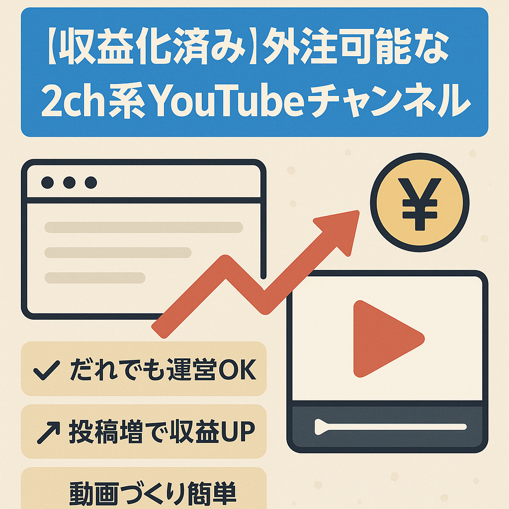【収益化済み】外注可能な2chスレ系YouTubeチャンネル