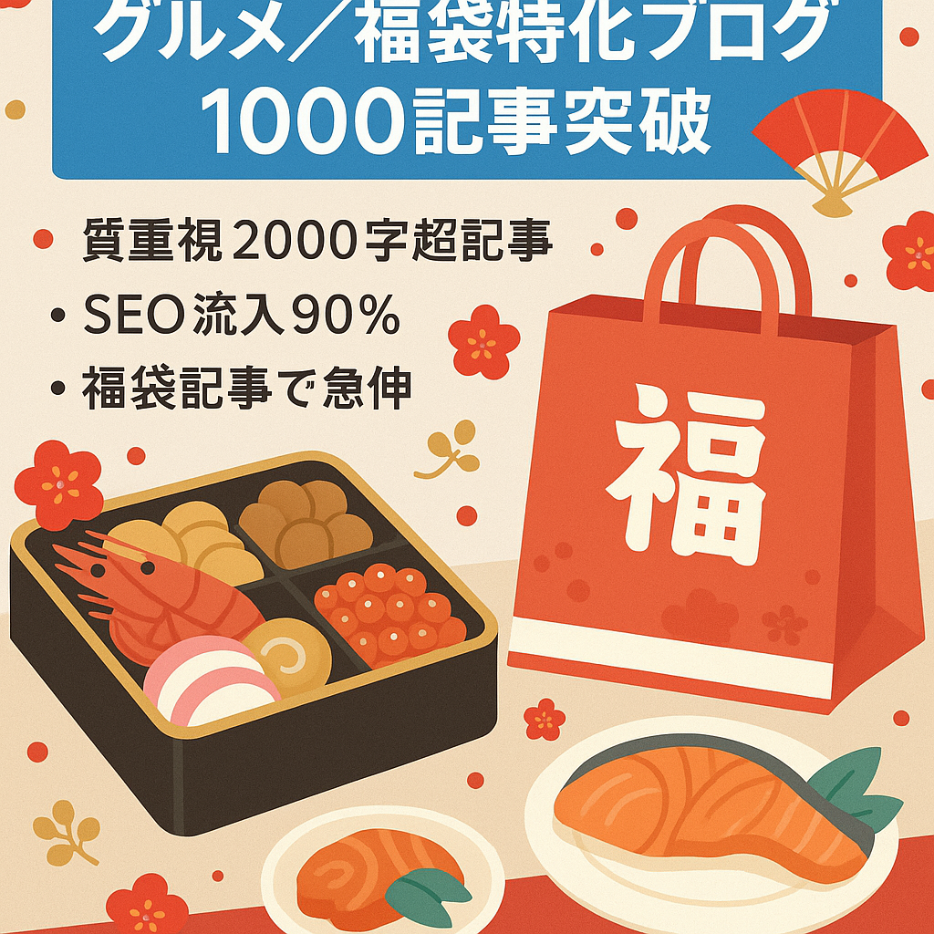 【1000記事突破】年末年始で一気に収益化！グルメ＆福袋トレンド特化ブログ！初心者でも資産型ブログが簡単に始められる！※特典付き