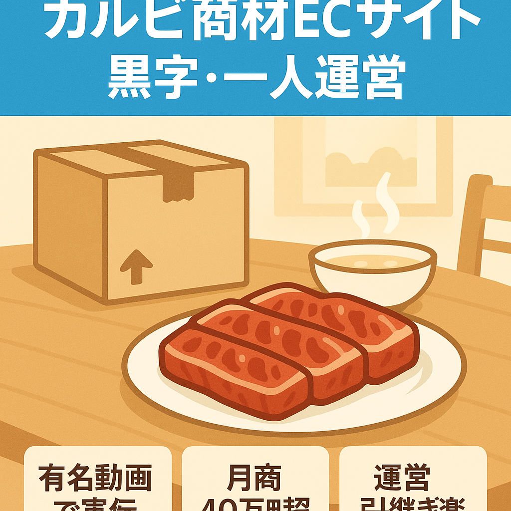 【1人運営可能・安定黒字】利益率40%超え！自宅用カルビ商材のECサイト。