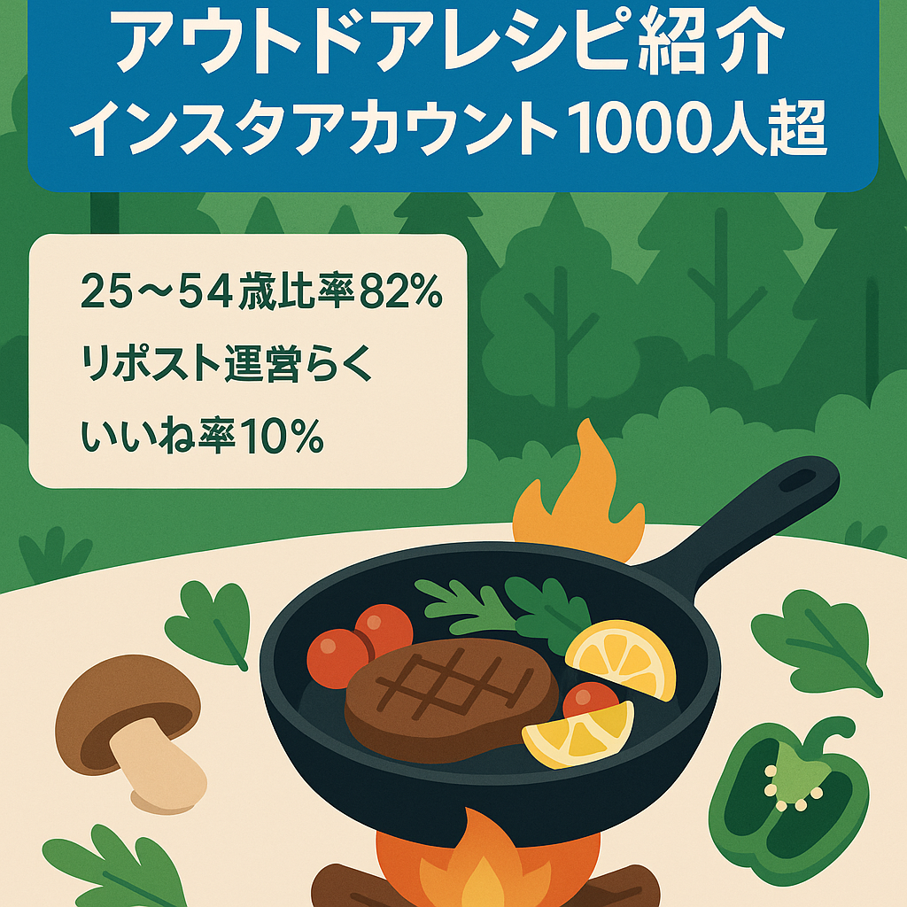 特化型【Instaglam1000人フォロワー以上】アウトドア系レシピ紹介リポストアカウント