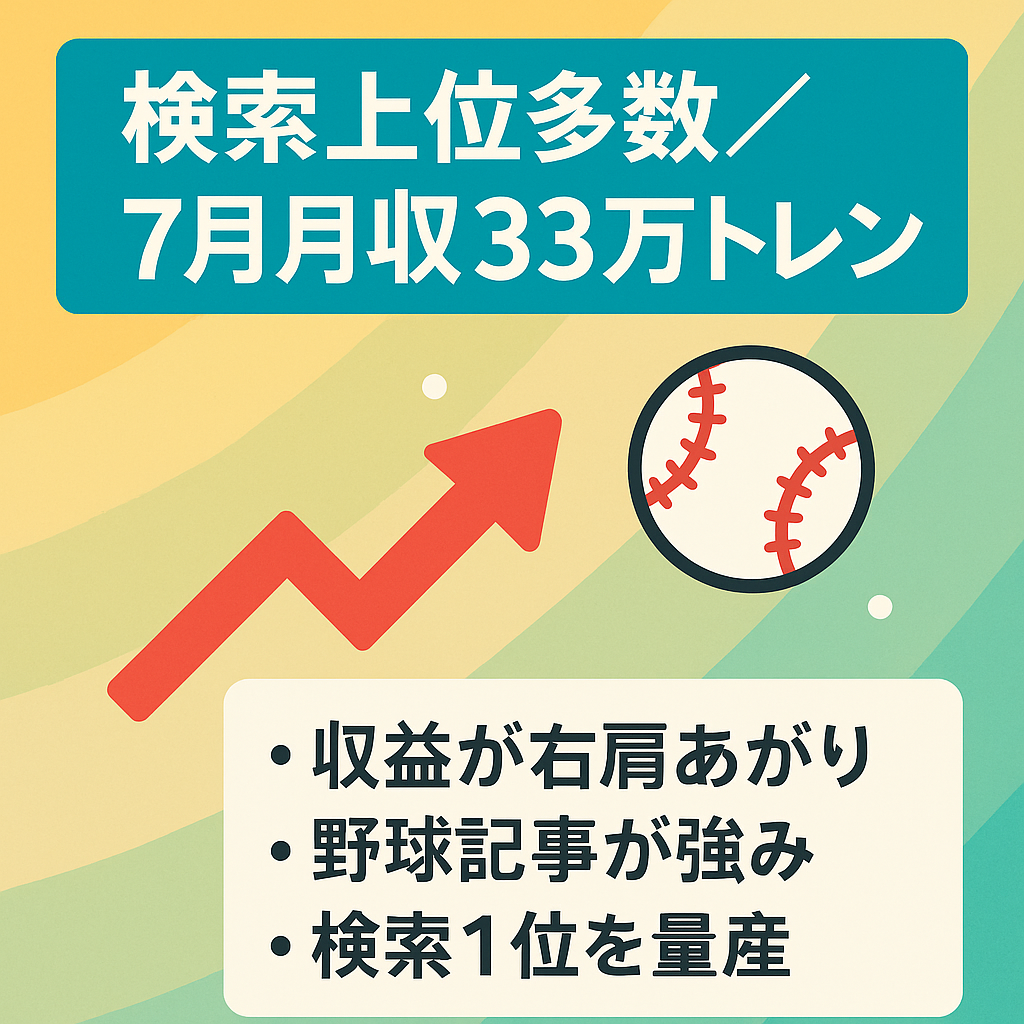 検索上位多数で右肩上がり｜7月の月収33万達成のトレンドブログ