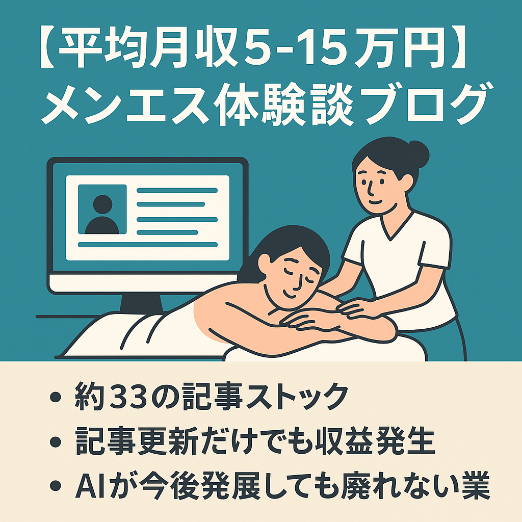 【平均月収5-15万円/メンエス体験談投稿】某大手ブログ販売サイトで有料記事販売