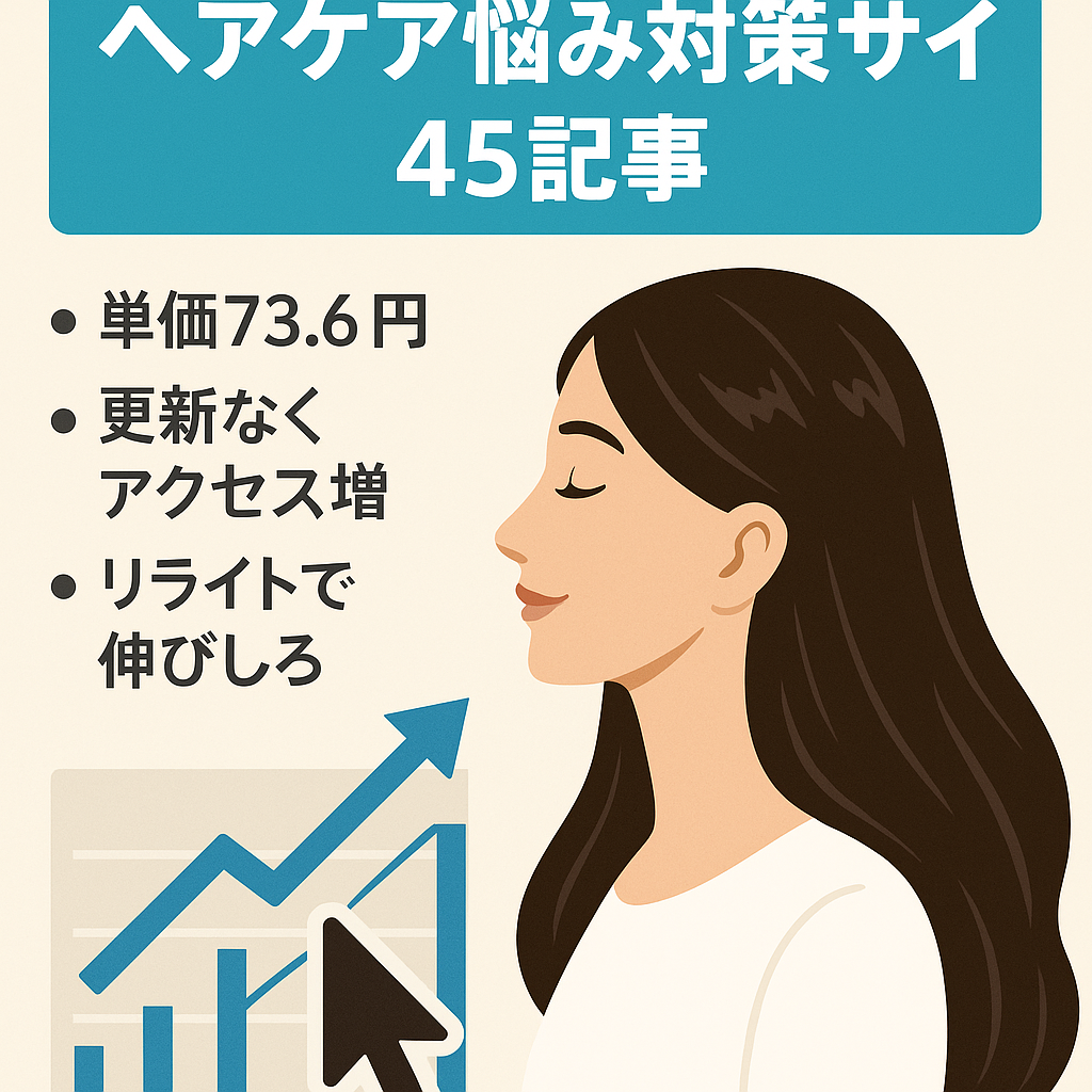 アドセンスのクリック単価高め！ヘアケアのトラブル対策サイト【45記事】