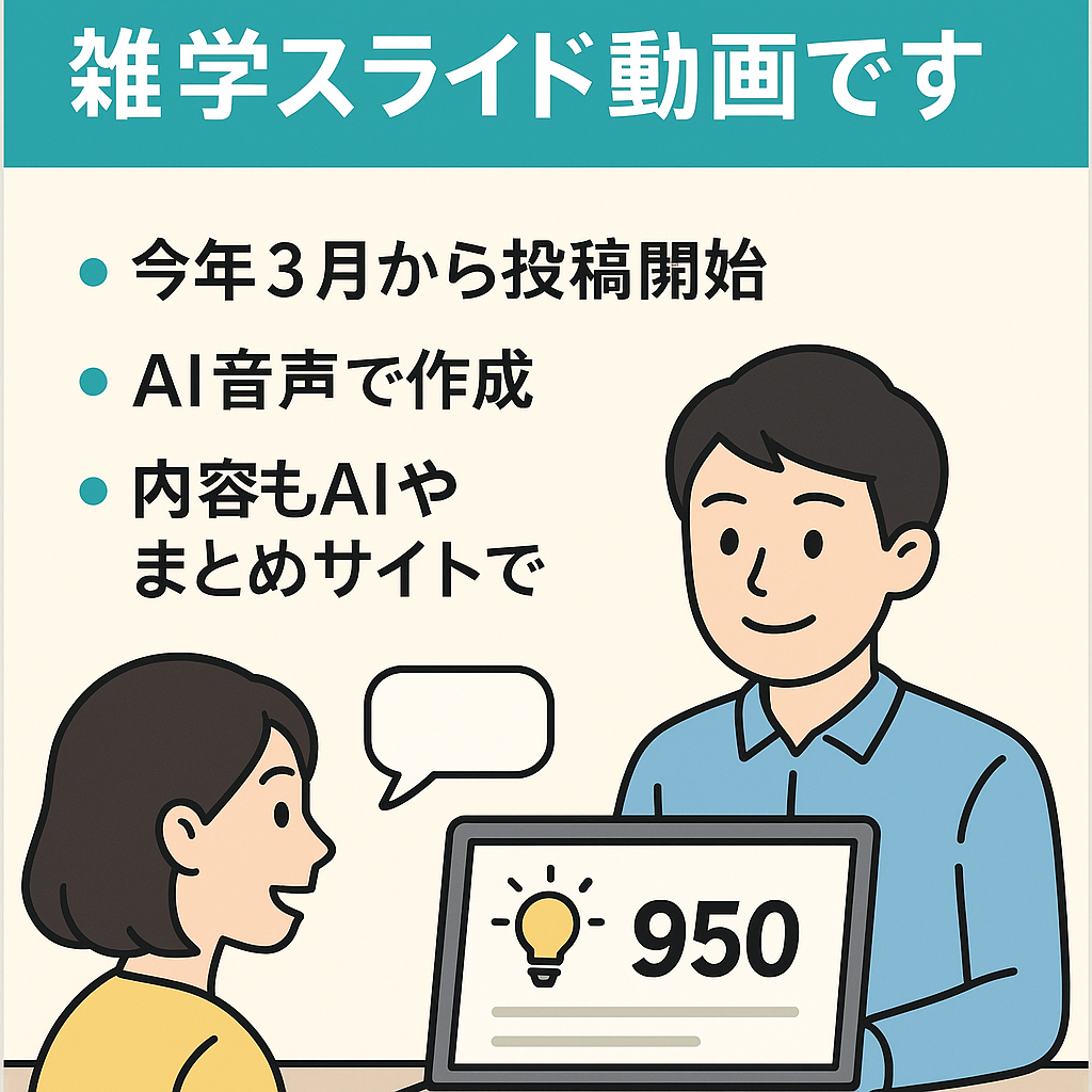 【1000人まであと50人！】ai音声とフリーイラストを使用した雑学スライド動画です。