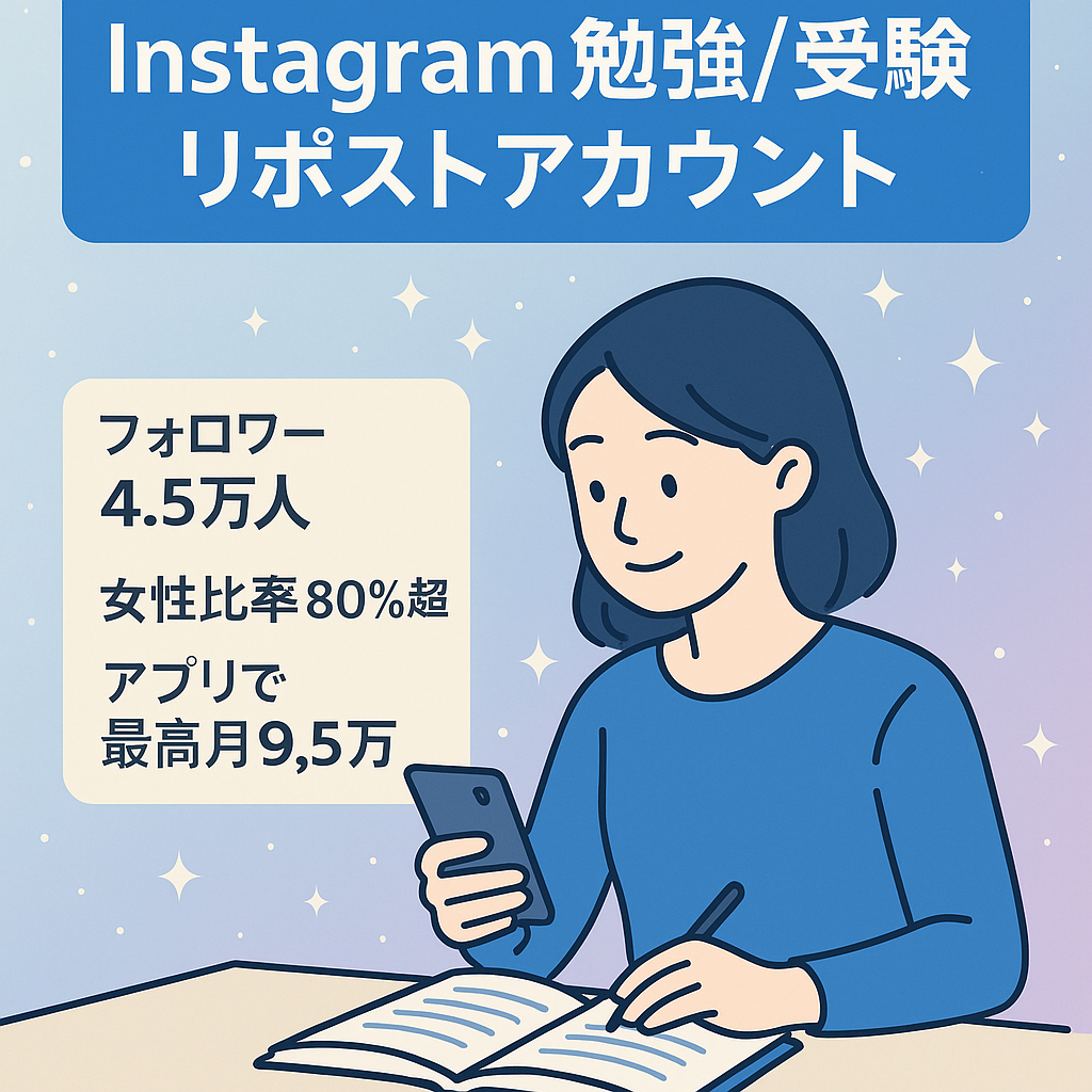 【Instagramフォロワー4.5万人以上】Z世代にアプローチできる勉強・受験系リポストアカウント