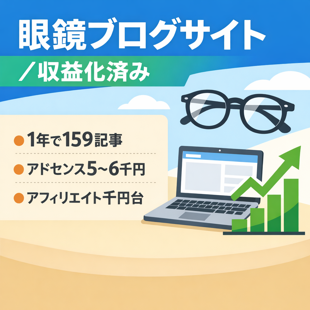 ブログ開設１年で『アフィリエイト収益月1500~2500円』『アドセンス収益月6~7000円』眼鏡サイト