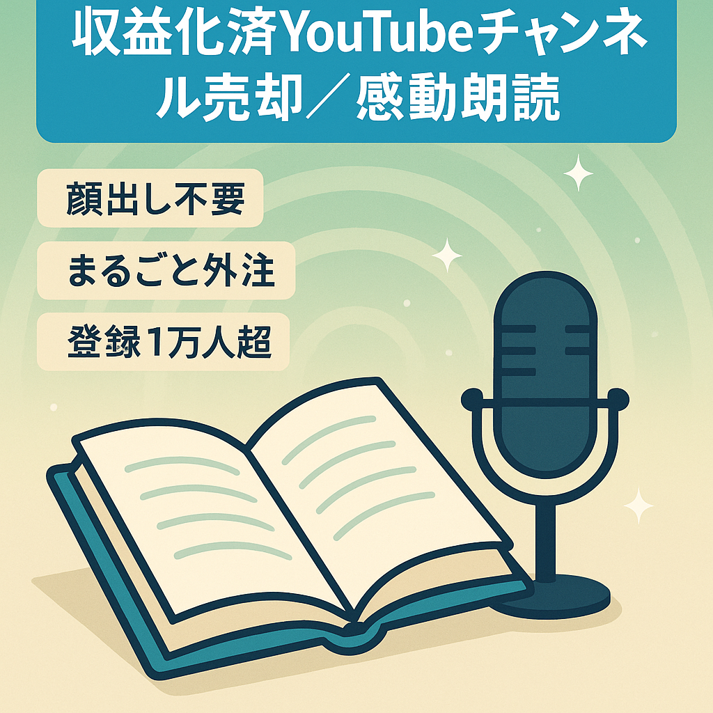 【収益化済】【感動朗読ジャンル】YouTubeチャンネル売却譲渡｜登録者1万人超え｜属人性なし顔出し不要