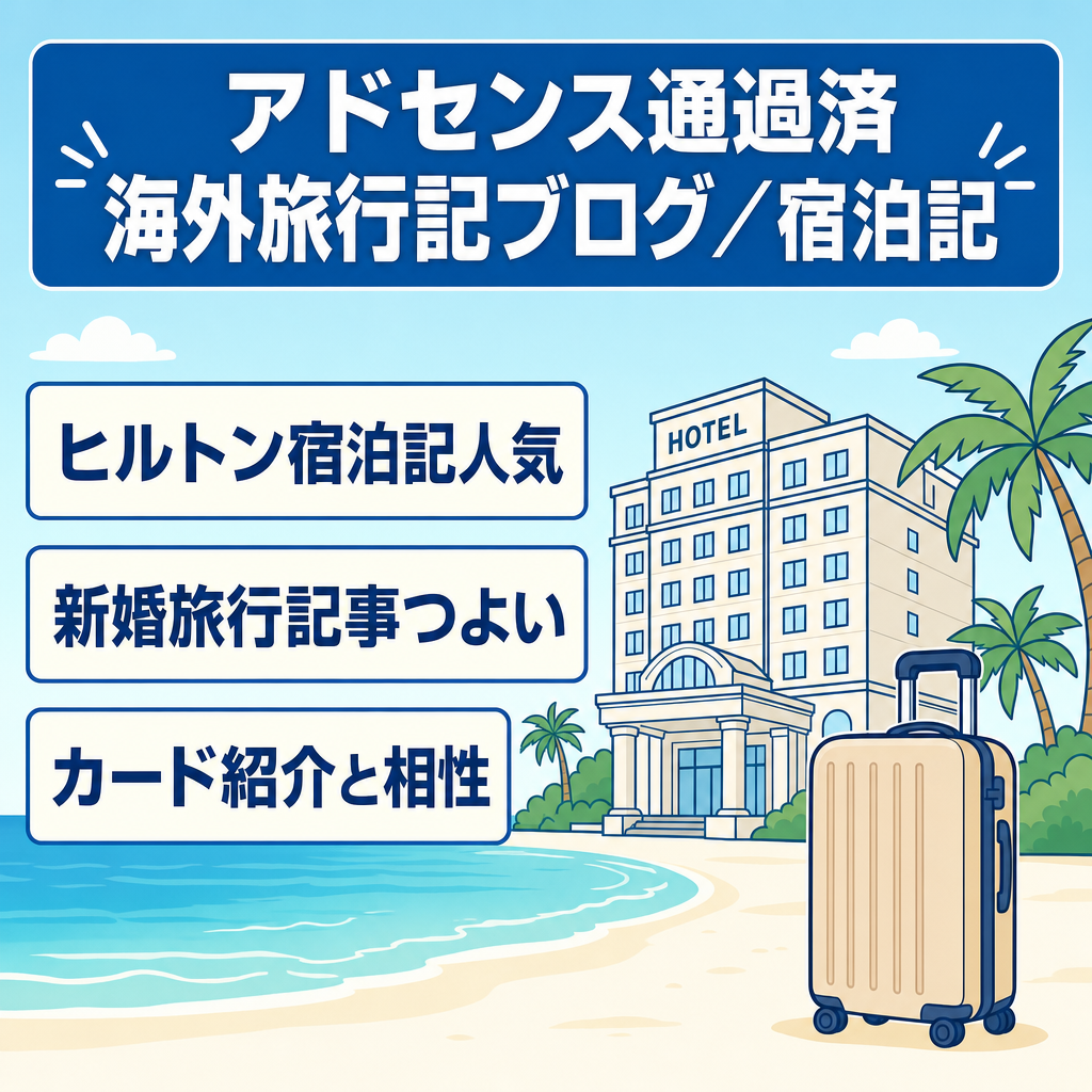 アドセンス通過済 海外旅行記ブログ  海外ヒルトン系列ホテル多数