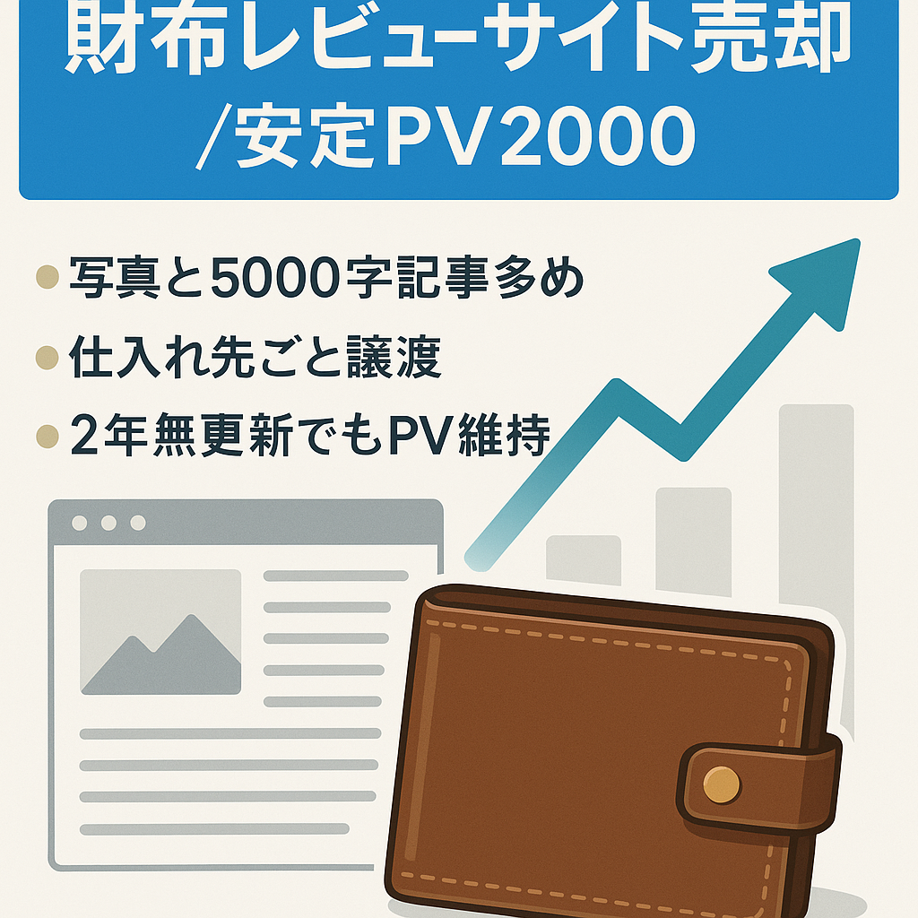 【財布レビューサイト】安定した2000PVを維持する高品質サイトから物販による不老所得を実現