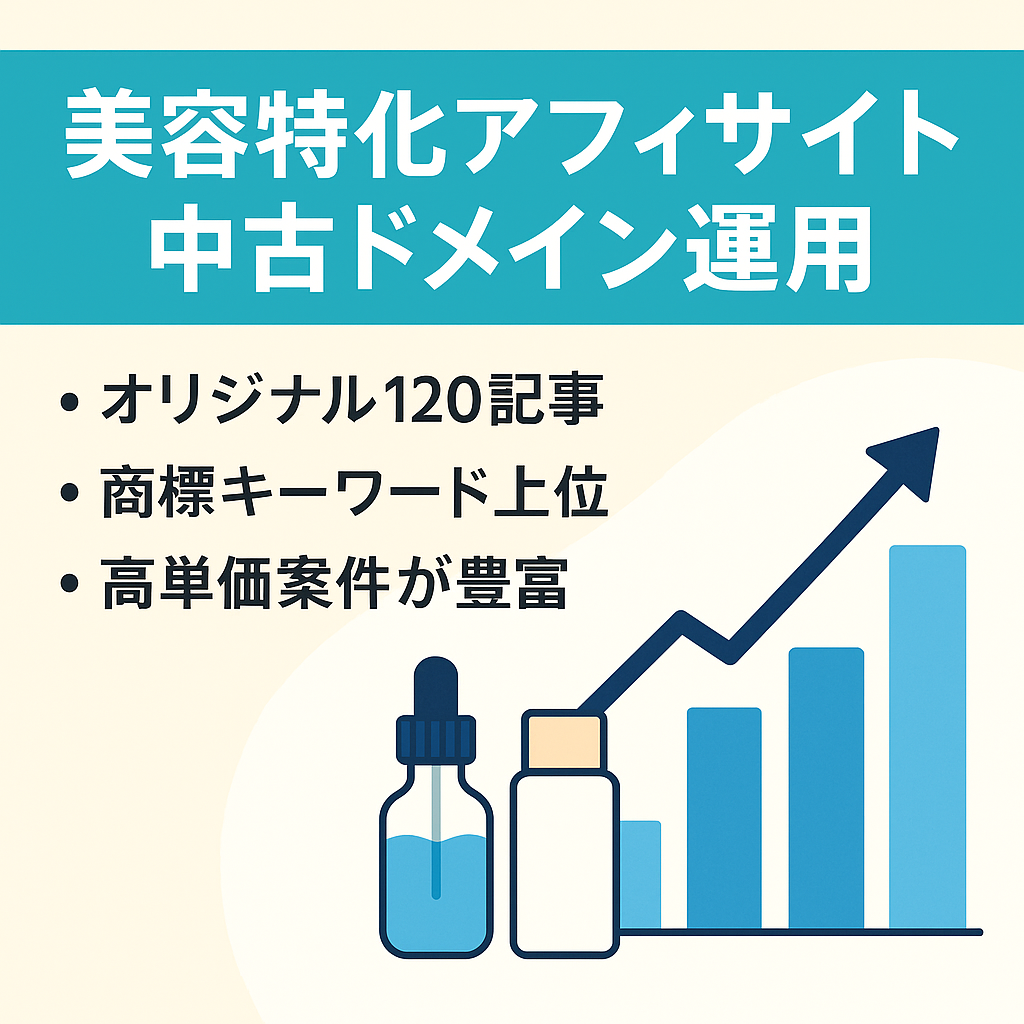 美容案件特化サイト【美容ブランド中古ドメイン使用】右肩上がり（未収益化）